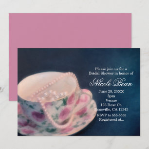 Floral Roos Tea Cup & Pearls Vrijgezellenfeest Kaart