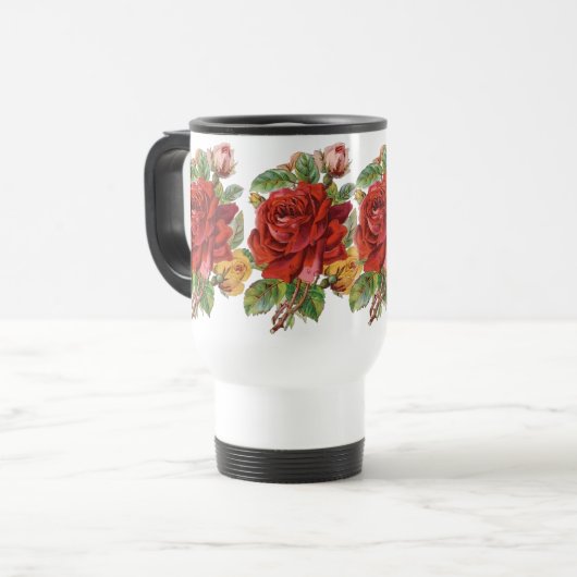  Floral Roos Travel Mug Reisbeker (Voorkant links)