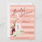 Floral Roos Tuin en Vrijgezellenfeest met wijnfles Kaart (Voorkant)