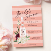 Floral Roos Tuin en Vrijgezellenfeest met wijnfles Kaart