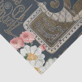 Floral Roos van zaaigoed ontkoppeld Navy Blue Gold Tissuepapier (Detail)