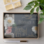 Floral Roos van zaaigoed ontkoppeld Navy Blue Gold Tissuepapier (Geschenk)