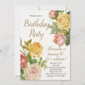Floral Roos Volwassenen Birthday Partij Kaart (Voorkant)
