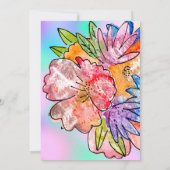 Floral Roos Vrijgezellenfeest Birthday HolografBlu Kaart (Achterkant)