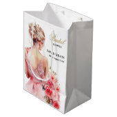 Floral Roos Waterverf Trouwjurk Collectie Medium Cadeauzakje (Voorkant Gekanteld)