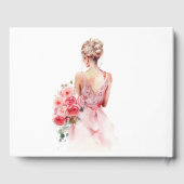 Floral Roos Waterverf Trouwjurk Vrijgezellenfeest Gastenboek (Achterkant)