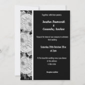 FLORAL ROOS WHITE BLACK SILVER TRIM WHITDING KAART (Voorkant)