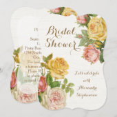   Floral Roos Whitewash Vrijgezellenfeest Kaart (Voorkant / Achterkant)