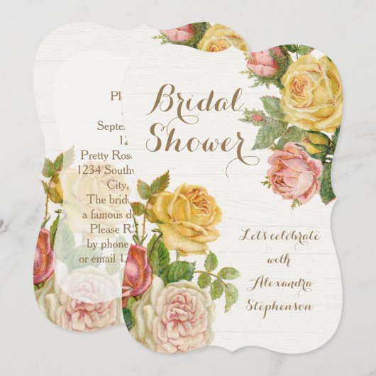   Floral Roos Whitewash Vrijgezellenfeest Kaart (Voorkant / Achterkant)