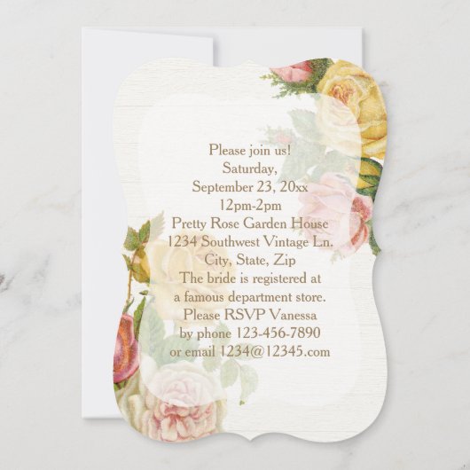   Floral Roos Whitewash Vrijgezellenfeest Kaart (Achterkant)