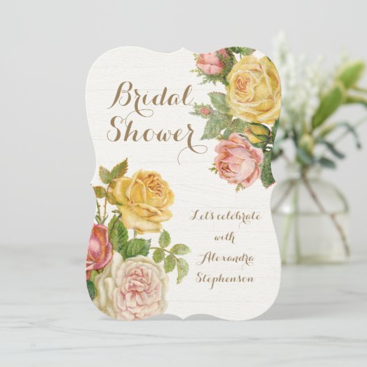   Floral Roos Whitewash Vrijgezellenfeest Kaart (Staand voorkant)