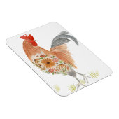 Floral Rooster Waterverf Schattige Magneet (Rechterzijde)