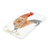 Floral Rooster Waterverf Schattige Magneet (Linkerzijde)