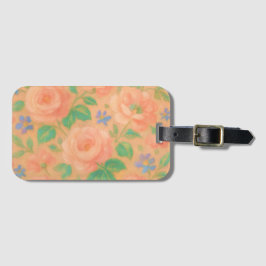 Floral Rose and Periwinkle Pattern Bagagelabel