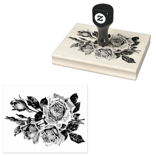 Floral Rose Bouquet Rubberstempel (Gestempeld)