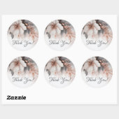 Floral Rose Gold Thank You Ronde Sticker (Vel)