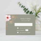 Floral Rose Gold Wedding RSVP Kaartje (Staand voorkant)