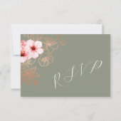 Floral Rose Gold Wedding RSVP Kaartje (Achterkant)