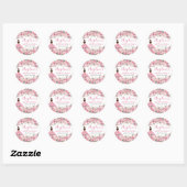 Floral Rose Pink Quinceanera Ronde Sticker (Vel)