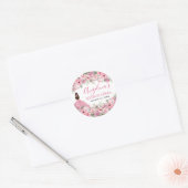 Floral Rose Pink Quinceanera Ronde Sticker (Envelop)