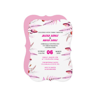 Floral Rose Wedding Invitation: Blush Pink Kaart
