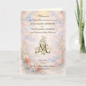 Floral Roses Catholic Wedding Mass Program Kaart (Voorkant)