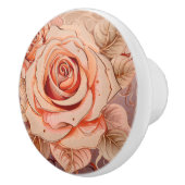 Floral Roses Peach Hues  Keramische Knop (Rechts)