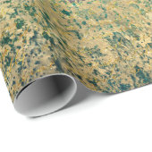 Floral Round Bouquet Monogram Green Gold Cadeaupapier (Rol Hoek)