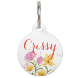  Floral Round Pet Tag Huisdierpenning