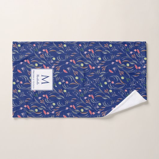Floral | ROYAAL BLAUW-Monogram PRECIES VOOR GOD |  Handdoek (Handdoek)