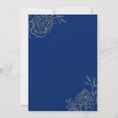 Floral Royal Blauw Goud Fine Art Quinceanera Kaart (Achterkant)