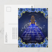 Floral Royal Blauw Goud Glam Prinses Quinceanera Briefkaart (Voorkant / Achterkant)