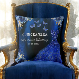 Floral Royal Blauw Goud Prinses Quinceanera Kussen