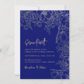 Floral Royal Blue Arch Wedding Invitation Kaart (Voorkant)