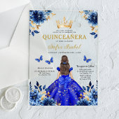 Floral Royal Blue Butterfly Princess Quinceanera Acryl Uitnodigingen