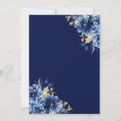 Floral Royal Blue Butterfly Princess Quinceanera Kaart (Achterkant)