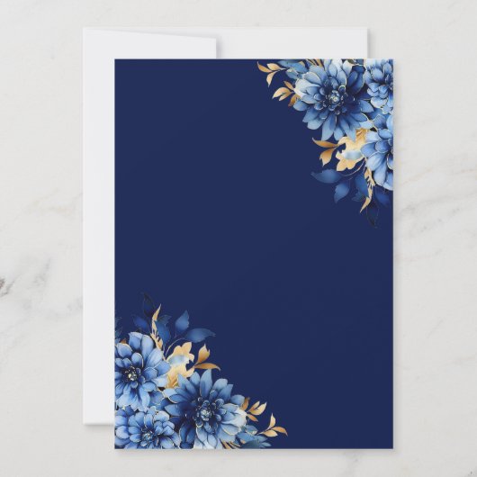 Floral Royal Blue Butterfly Princess Quinceanera Kaart (Achterkant)