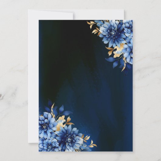 Floral Royal Blue Butterfly Princess Quinceanera Kaart (Achterkant)