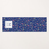 Floral | ROYAL BLUE del God | Monogram Yogamat (Voorkant (horizontaal))