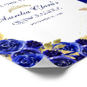 Floral Royal Blue Gold Tiara vlinder Quinceañera Poster (Hoek)