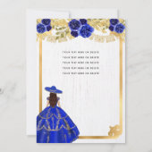 Floral Royal Blue Horse Charra Quinceanera Kaart (Achterkant)