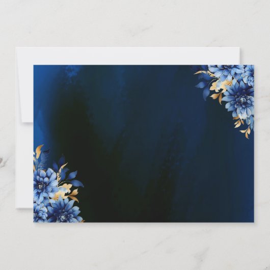 Floral Royal Blue Princess Verjaardag Quinceanera Save The Date (Achterkant)
