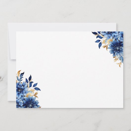 Floral Royal Blue Princess Verjaardag Quinceanera Save The Date (Achterkant)