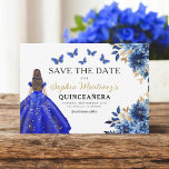 Floral Royal Blue Princess Verjaardag Quinceanera Save The Date<br><div class="desc">Vier in stijl met de Floral Pink en Gold Princess Birthday Quinceañera uitnodiging. Dit elegante ontwerp is voorzien van zachte roze bloemen in combinatie met luxe gouden accenten, perfect voor een vorstelijke en gedenkwaardige 15e verjaardag. De uitnodiging belichaamt genade en sophisticatie, geschikt voor een prinses. De delicate bloemendetails en glinsterende...</div>