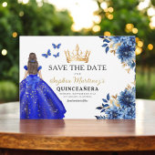 Floral Royal Blue Princess Verjaardag Quinceanera Save The Date