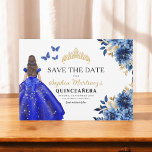 Floral Royal Blue Princess Verjaardag Quinceanera Save The Date<br><div class="desc">Vier in stijl met de Floral Pink en Gold Princess Birthday Quinceañera uitnodiging. Dit elegante ontwerp is voorzien van zachte roze bloemen in combinatie met luxe gouden accenten, perfect voor een vorstelijke en gedenkwaardige 15e verjaardag. De uitnodiging belichaamt genade en sophisticatie, geschikt voor een prinses. De delicate bloemendetails en glinsterende...</div>