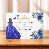Floral Royal Blue Princess Verjaardag Quinceanera