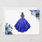 Floral Royal Blue Princess Verjaardag Quinceanera Save The Date (Achterkant)