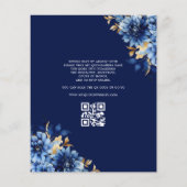 Floral Royal Blue QR Code Princess Quinceanera Flyer (Achterkant)