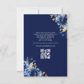 Floral Royal Blue QR Code Princess Quinceanera Kaart (Achterkant)